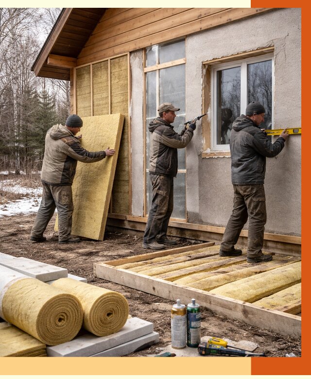 Утепление дачного дома в Устях-Лабинске от 4853 руб/м2 — недорого | ТепломастерУлб