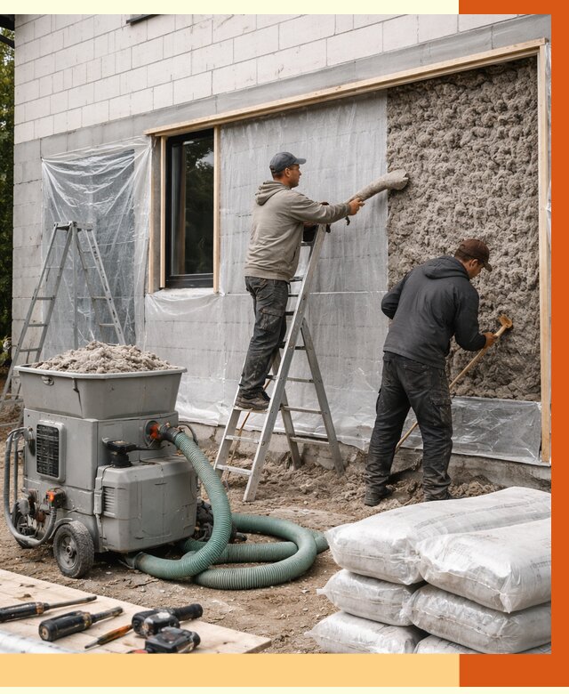 Утепление дома из газобетона эковатой в Устях-Лабинске от 4597 руб./м2 | ТепломастерУлб